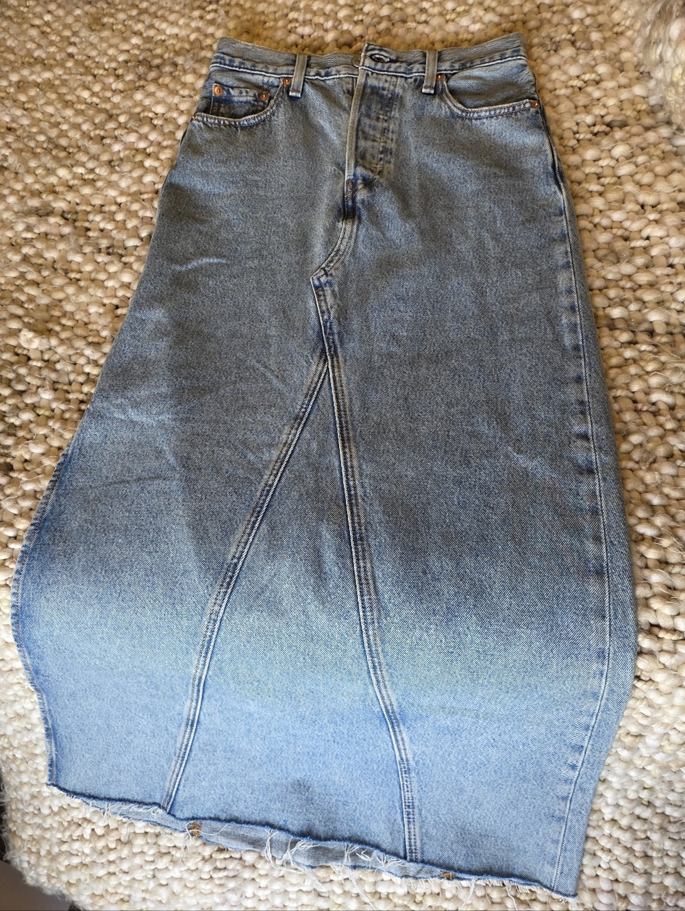 Levi Brand Classic Blue Denim Midi Skirt - Women Jeans